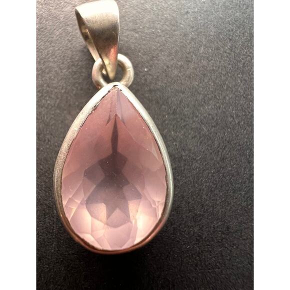 NEW Rose Quartz teardrop gemstone sterling silver pendant 3.34 grams - Picture 6 of 10